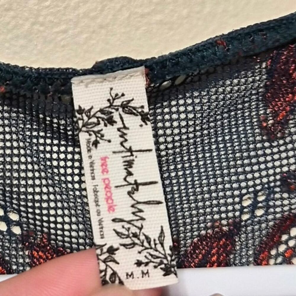 Intimately Free People Medium Wild Roses Racerback Bralette Navy and Rust - Picture 3 of 5